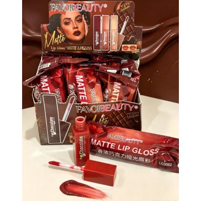 8MA-3082 LIP GLOSS MATTE DE BARRA DE CHOCOLATE FAVOR BEAUTY X12 PCS