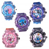 3EL-3087 RELOJ ANALOGICO DE STICH Y ANGELA CON LUZ DE COLORES 