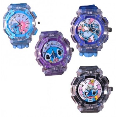3EL-3087 RELOJ ANALOGICO DE STICH Y ANGELA CON LUZ DE COLORES 