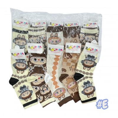 4TR-4015 MEDIAS LARGAS DE ALGODON LABUBU X 10 PARES #E