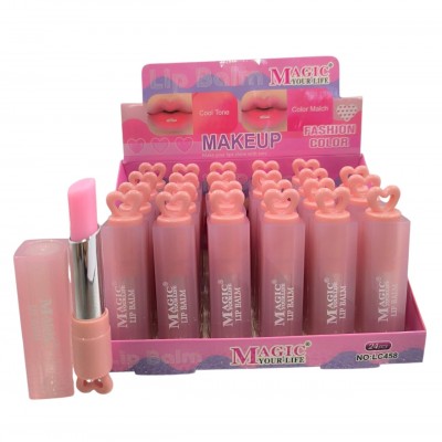 3MA-458 BALSAMO LABIAL CON COLOR CORAZON ROSADO X 24 PCS 