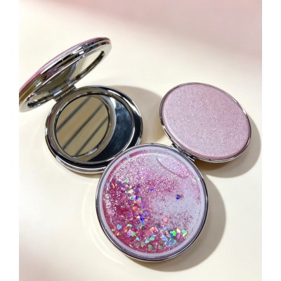 7TR-  MINI ESPEJO REDONDO DOBLE CARA CON DISEÑO DE ESCARCHA EN AGUA 