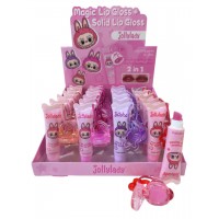 4MA-0018 LIP GLOSS DE LABUBU CON LLAVERO Y ANILLO X 24 PCS