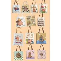 3BB-3006 BOLSO DE LONA DE CAPYBARA 40*35CM (SURTIDA)
