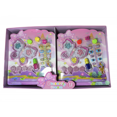 2MA-0409 SET DE MAQUILLAJE PARA NIÑA BUTTERFLY DREAM CAJA X 12 PCS 